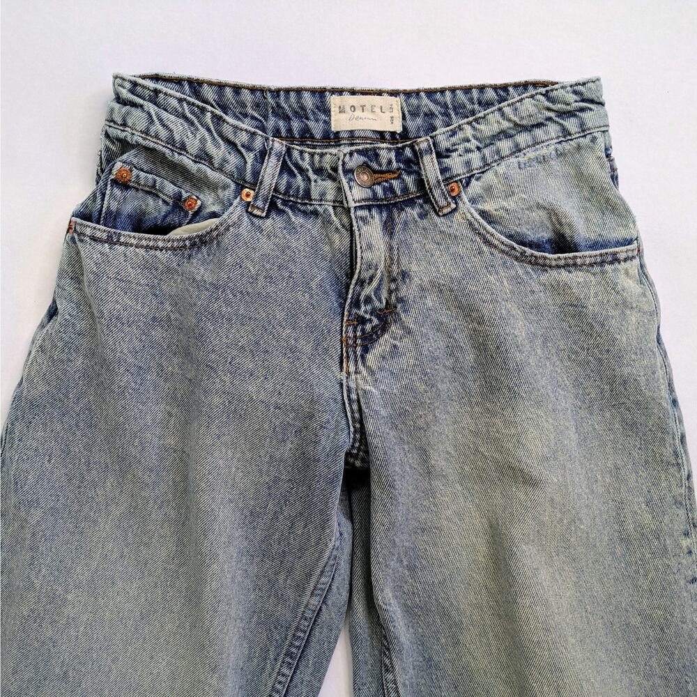 Motel Denim Jeans Womens W 28 L 34 Blue Wide Leg 100% Cotton Low Rise Rigid - Picture 3 of 11